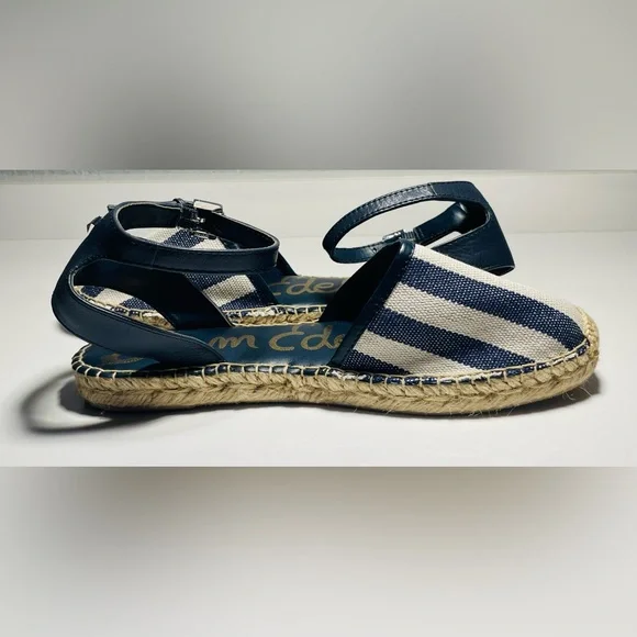 BNWOT Sam Edelman Vivian Espadrille Sandals Navy Stripe Nautical Chic Sz 7.5 - Picture 3 of 11